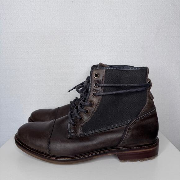 Vintage ALDO Brown Leather Canvas Combat Boots Men’s US 10 EU 43 Made Portugal main image 9